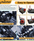 Plug And Play Heavy Duty Electric Pipe Threader Machine 1/2 To 3 Inch With Npt Dies 110V features pipe cutting and wire-sleeving operations.