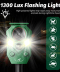 Solar Powered Ultrasonic Animal Repellent With Motion Sensor For Outdoor Yards And Gardens, LED Flashing Lights To Deter Deer Coyotes Raccoons And Cats, Humane Yet Effective Pest Deterrent For A Peaceful Pet Safe Yard. 1300 Lux flashing light