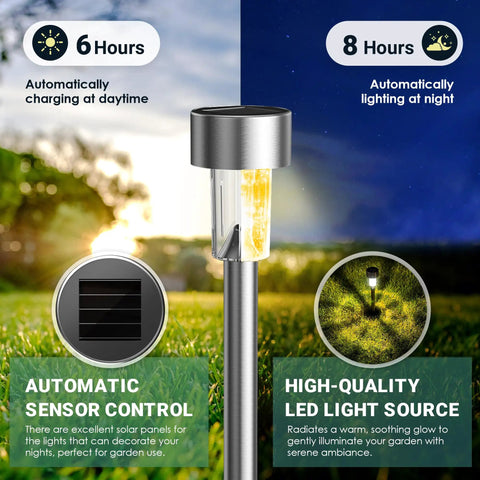 Outdoor Solar Lights Waterproof 12 Pack Stainless Steel Led Garden Lights For Patio Lawn Yard And Landscape Warm White Decor Dope Pathway Lighting