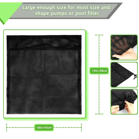 Upgrade 24 By 26 Inch Pump Barrier Bag For Pond Filter Box Black Media Bag Mesh Bag With 1.6 Mm Wide Mesh, tear-resistant design