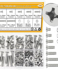 150 Piece M6 Countersunk Phillips Machine Screws Nuts Washers Set For 304 Stainless Steel Fully Threaded Assortment Kit M6 X 8/10/12/16/20/25/30mm Home DIY Projects And Quick Fixes displayed in a case