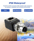 M12 To RJ45 X Code 8 Pin Shielded IP68 Industrial Ethernet Adapter for Basler Cognex Cameras, waterproof, dustproof connector