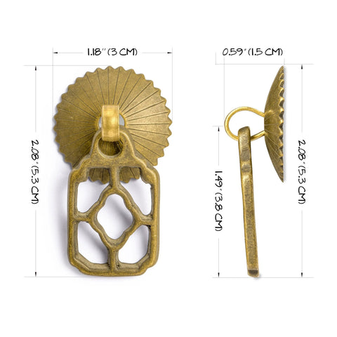 Flower Box Brass Cabinet Pulls Set of 2, 2.1 Inch Length Brass Hardware Handles For Cabinets And Furniture, two views shown