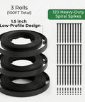 1.5 Inch Tall Landscape Edging Kit With 33 Ft Per Piece, 3 Pack Includes 120 Spikes, No Dig Lawn Border