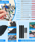 192 Piece Model Tool Kit For Figure And Vehicle Models, needle files, sandpaper, sanding sticks, detailed view with labels