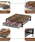 Dope Wooden Coffee Pod Holder With Sliding Drawer, Large Capacity K Cup Storage, metal frame, adjustable foot pads, wooden top