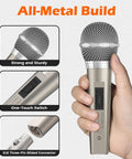Gold Wired Vocal Dynamic Microphone With On Off Switch Cardioid Studio Microphone, durable metal body, close-up details