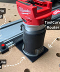 Solid As A Rock Guide Rail Adapter Plugs Right Into Milwaukee Router For Smooth Track Saw Setup with center line guide on table.