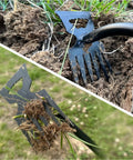 Two Pack Weed Puller Tool With Six Teeth Manganese Steel Garden Hand Weeder Durable Root Uprooting Tool For Lawn And Garden Easy Dig And Pull No Sweat Includes Rubber Gloves, black six-tooth head removing grass roots from soil