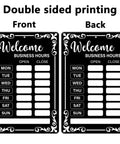 Two Pack Changeable Business Hours Signs For Doors And Windows With Six Time Stickers In Durable Black PVC Measuring 13.78 By 9.45 Inches Perfect For Coffee Shops Bars Cafes Restaurants Front Entrance Or Window Displays with double sided printing