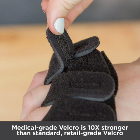 Close-up of Velcro straps on Ulnar Deviation Hand Splint With MCP Joint Support For Rheumatoid Arthritis And Tendonitis Pain Relief
