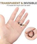 Invisible Ring Size Adjusters Pack, 48 Pcs Soft TPU Fits Loose Wide Rings, 6 Sizes From 3mm To 8mm shown installed on hand