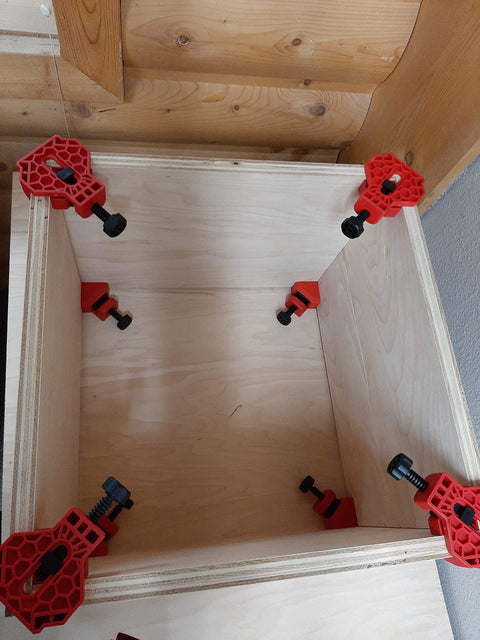 4 Pack Right Angle Corner Clamps For Cabinet Making And Box Assembly, 90 Degree Quick Positioning Squares on box corners