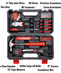 Must Have Essential Home Tool Set Kit With Storage Case For Quick DIY Fixes, Basic Household Hand Tools Including Hammer Pliers Screwdrivers Tape Measure And More, Durable Chrome Plated And Rust Resistant