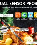 Wireless Meat Thermometer With 800 Ft Range And Dual Probes Bluetooth 5.3 Smart Food Thermometer for grilling.