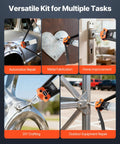 Two-Handed Pop Rivet Gun Kit With 230 Blind Rivets, showing usage in automotive, metal fabrication, and home projects.