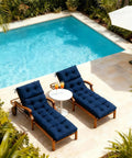 Waterproof Outdoor Chaise Lounge Chair Cushion With Non Slip Ties For Patio Furniture Comfy Thick Long Navy Blue Replacement Pad