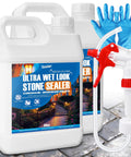 Top Shelf Wet Look Stone Sealer And Concrete Shield Comes With A Hassle Free Trigger Spray for driveways and patios.