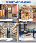 Manual Pallet Stacker 2200 Lbs Capacity Hand Pallet Forklift With 63 Inch Lift Height in logistics, supermarket, warehouse, factory