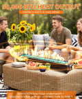 Friends enjoying 36 Inch Tabletop Propane Fire Pit With 50000 BTU Portable Gas Fireplace For Patio Hangs And Outdoor Use.