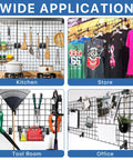 24 Piece Black Metal Gridwall Mount Brackets With Screws For Display Gridwall Hooks Perfect For Shop Home Garage And Office Organization For Retail Use in kitchen, store, tool room, and office