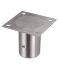 Top Shelf Stainless Steel Leg Socket With Wide Mounting Plate For Heavy Duty Tables And Cabinets Including Secure Locking Set Screw and Reinforced Welded Base