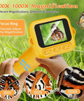 Digital Microscope For Kids With 2 Inch HD Screen Handheld Camera For Bugs Plants Nature Totally Fun And Educational Pocket Microscope STEM Toy Gift For Boys And Girls Ages 4 To 12, yellow, 2-inch screen