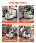 VEVOR Commercial Mobile Fryer Filter Truck Cart 55 Liter Oil Filtration System in fast food restaurant kitchen.