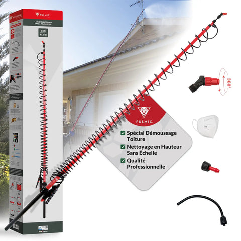 Heavy Duty 35L Electric Sprayer On Wheels With 5M Telescopic Wand, 18V Battery, accessory components displayed