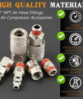 All In One 48 Piece Quick Connect Air Hose Fittings Kit With One Quarter Inch NPT Threads Includes Female And Male Couplers