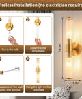 Installation guide for Solid Gold Battery Operated Wall Sconces Set Of Two Dimmable Rechargeable Modern Brushed Metal.