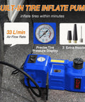 Beefy Heavy Duty Electric Car Jack Kit With Hydraulic Lift 5 Ton, Tire Inflator And Impact Wrench, 12V Floor Jack For Sedans, SUVs, MPVs And Trucks, Ideal For Tire Changes And Garage Repairs. Electric tire inflator with pressure gauge and nozzles