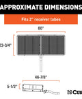 Diagram showing dimensions of Heavy Duty Cargo Basket Carrier For 2 Inch Receiver Fits Truck And SUV Hitch 60 X 23.5 X 5.5 Inches