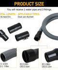 Universal 1 7/8 Inch Vacuum Hose, 7 Foot Replacement for Wet Dry Shop Vacuums with fittings shown.