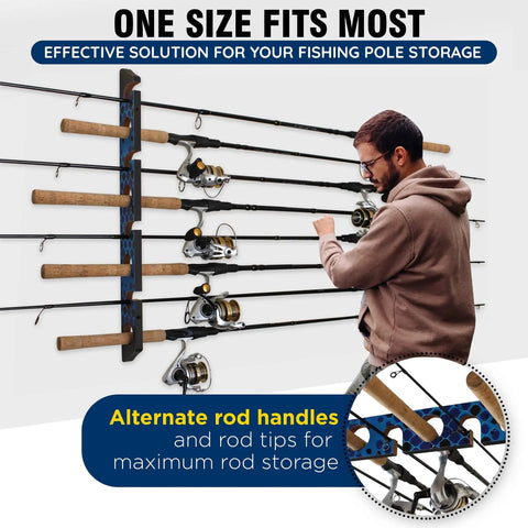 Ceiling Mount Fishing Rod Holder For Eight Rods And Reels Game Changer For Garage Organization And Wall Storage installed view