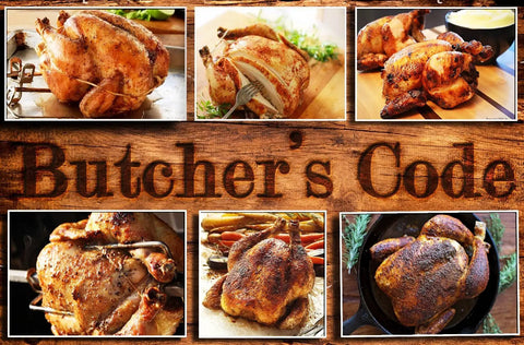 Rotisserie Cooking Ties 50 Heat Safe Cotton Elastic Loops Trussing Twine For Chicken Turkey Roast on Butcher's Code board