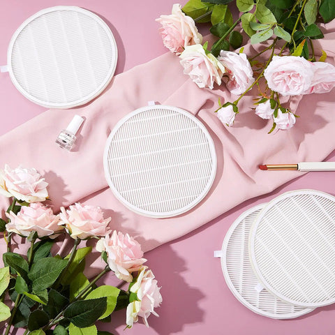 4 Pack Nail Dust Collector Filters Reusable Replacement Filters For Nail Machines with pink flowers and fabric