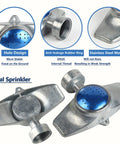 360 Degree Metal Spot Sprinkler 2 Pack For Yard And Garden Use Heavy Duty Alloy Sprinklers with blue rubber ring and stainless steel material