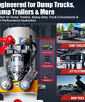 12V DC Dump Trailer Hydraulic Power Unit With Double Acting Pump Tough As Nails Heavy Duty Lift System 6 Quart Poly Reservoir Remote Controller Easy Install For Quick Dump Bed Action in various applications