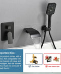 Matte Black Tub Faucet Set with Handheld Sprayer and Wall Mount Tub Filler Rough In Valve Trim Kit Half Inch NPT Easy Install