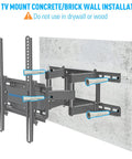 Lag Bolt Kit For TV Wall Mount With M8x65mm Lag Bolts And Washers Wood Stud Anchors And Plastic Concrete Anchors Bubble Level Included For Easy Installation Heavy Duty Steel MU0041B installed on concrete wall