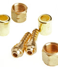 Forney 60326 hose repair kit, oxygen acetylene, 1/4-inch; four brass sleeves and two barbed fittings.