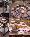 12 Pack Disposable Aluminum Pots With Lids Set For Camping And Travel Cooking by a campfire and BBQ grill