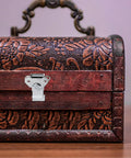 Spring Loaded Butterfly Latches Three Piece Set Stainless Steel Heavy Duty on decorative wooden box.