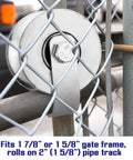 4 Pack Sliding Gate Rollers For Chain Link Gates, Heavy Duty Galvanized Gate Wheels, Fits 1-7/8 Inch Gate Frames On 1-5/8 Inch Pipe Track
