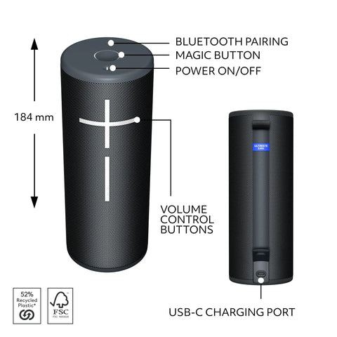 Boom 4 Portable Waterproof Bluetooth Speaker With 360 Degree Sound Crystal Clear Audio And Bass Floating Design 15 Hour Battery 147 Feet