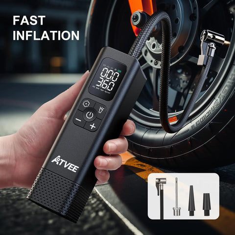Ride Ready 30 Second Fast Inflate Bike Pump With Gauge And Digital Display, 150 PSI Portable Electric Tire Inflator For Road Bikes And E Bikes, Presta And Schrader Valves