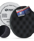 8 Inch Black Waffle Foam Buffing Pad with Hook and Loop Backing, extra fine for thin wax coats and light compound work