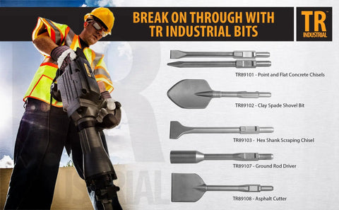 Ground Rod Driver With TR One Shank For TR 100 And TR 300 Demolition Jack Hammers advertisement with accessory images