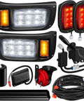 Deluxe 12V LED Headlight And Taillight Kit For 1993 Up Club Car DS Gas And Electric Golf Carts Street Legal With Turn Signals Horn Brake Pad Wire Harness